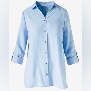 Chico’s Woman’s Frosted Twill Button-Down Tunic – Size 2 = U.S. 12